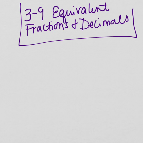 3-9 Equivalent Fractions and Decimals