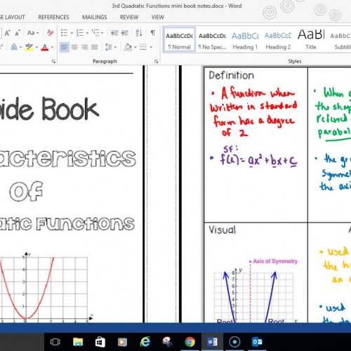 Alg 2 Quadratic Functions mini book Part 5