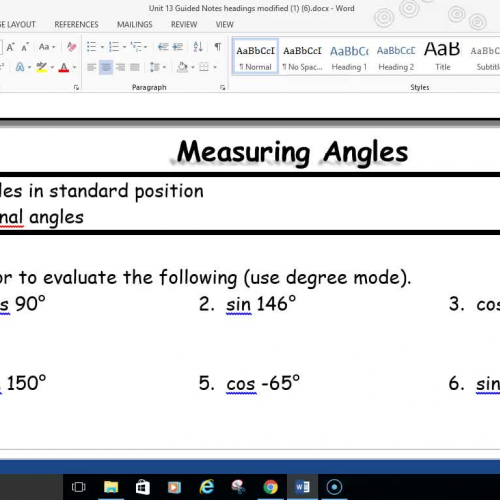 Pre-Cal Measuring Angles and Coterminal Angles