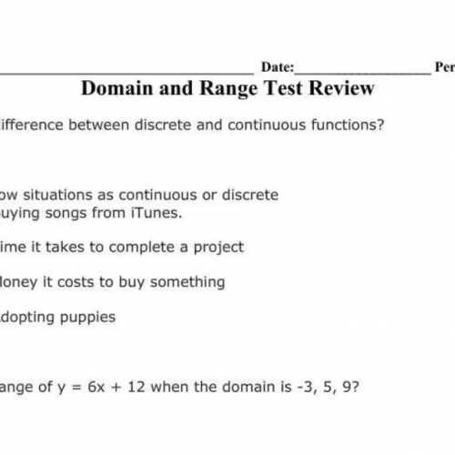 Domain and Range Test Review