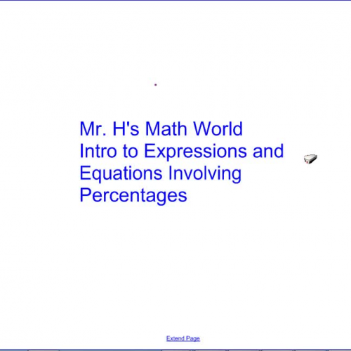 Introduction to Expressions and Equations Involving Percentages