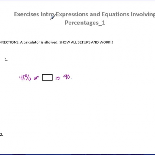 Exercises Intro Expressions and Equations Involving Percentages_1