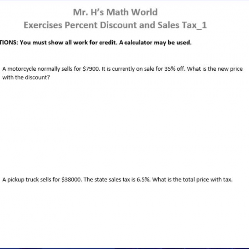 Exercises Percent Discount and Sales Tax_1