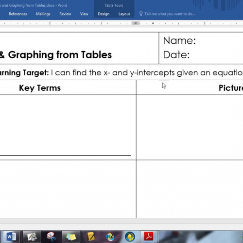 5-1 Intercepts & Graphing from Tables