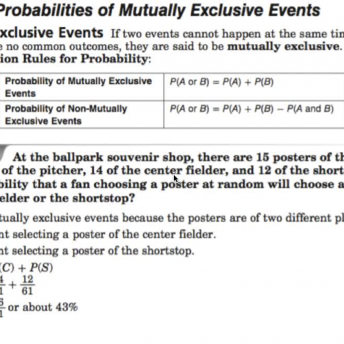 Probabilities of Mutually Exclusive Events