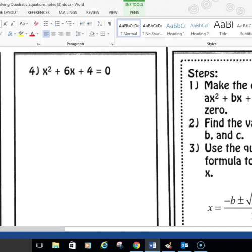 Alg 2 Solve Quadratic Equations using Quadratic Formula 1