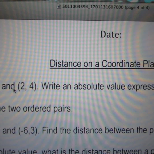 Distance on a coordinate plane using absolute value
