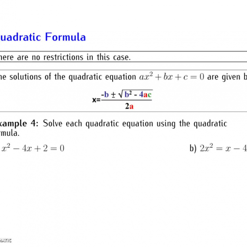 1.4 Quadratic Equations (Quadratic Formula)