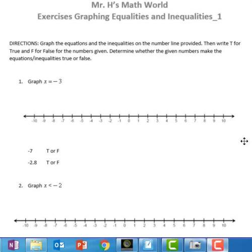 Exercises Graphing Equalities and Inequalities _1