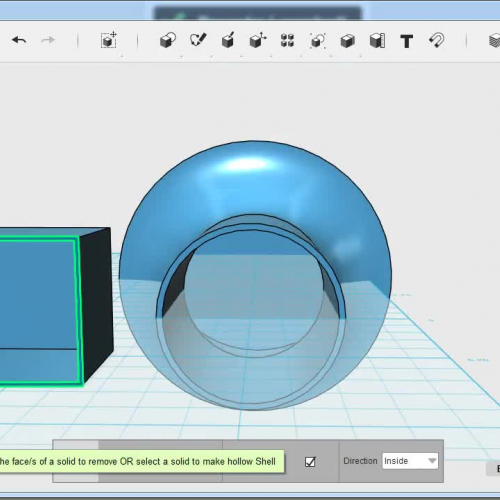 Shelling the bottle in 123d design 