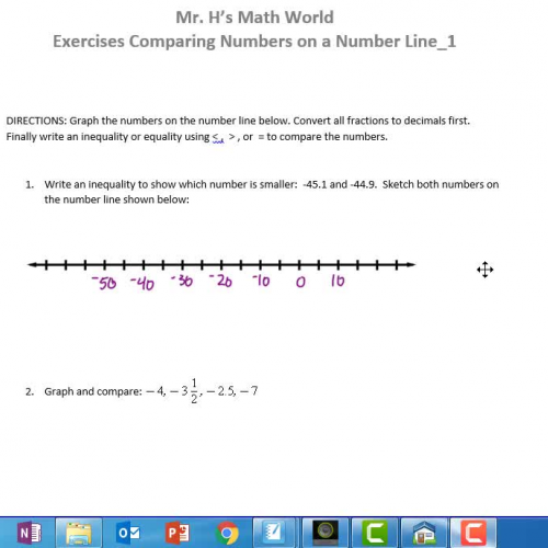 Exercises Comparing Numbers on a Number Line_1