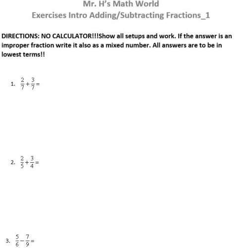 Exercises Adding Subtracting Fractons_1