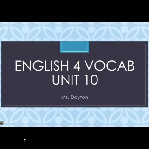 English 4 Vocab Unit 10