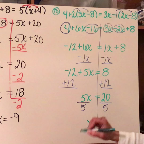 Solving Multi Step Equations with Variables on Both Sides