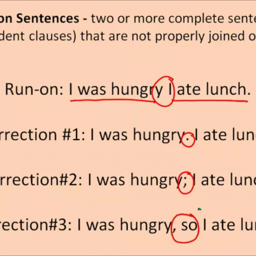 Run Ons Comma Splices Fragments - Grammar Lesson