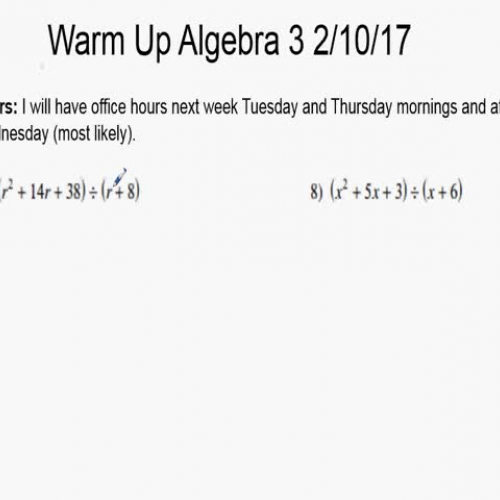 Warm up for algebra 3 2-10-17