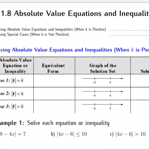 College Algebra - 1.8 Absolute Value Equations and Inequalities