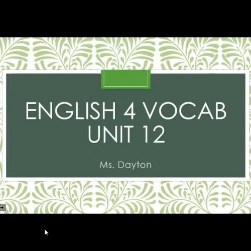 English 4 Vocab Unit 12