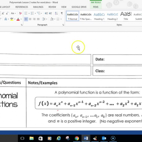 Alg 2 Polynomials Lesson 2 Part 1