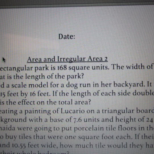 finding the length when given the area