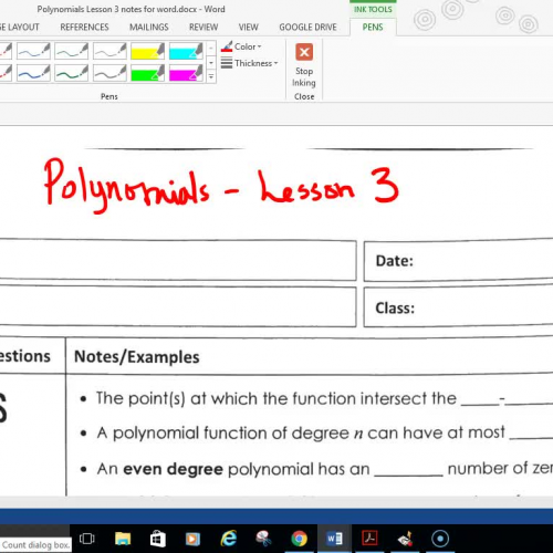 Alg 2 Polynomials Lesson 3 Part 1