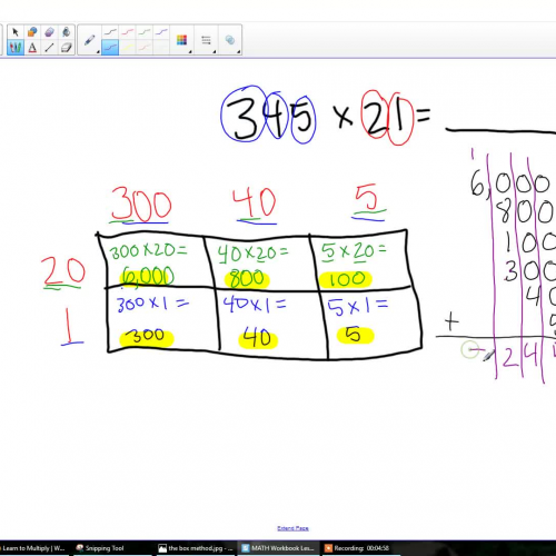 Box Method Multiplication (3 by 2 Digit)