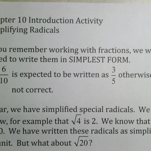 SSHSMATH - Ch 10 Introduction Activity