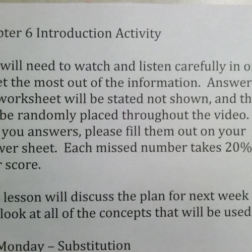 SSHSMATH - Ch 6 Introduction Activity