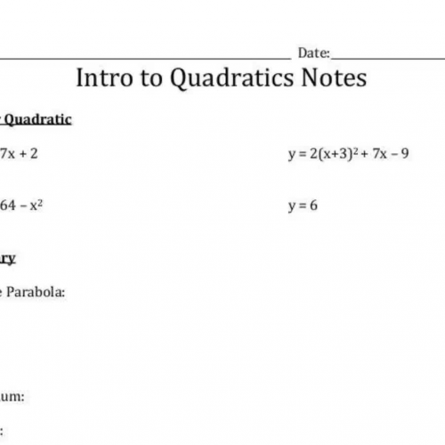 Intro to Quadratics Notes