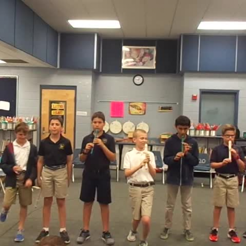 16-17 Ms. Etts' 5th grade class playing "The Elephant  Carris a Great Big Trunk" by Kriske/DeLelles