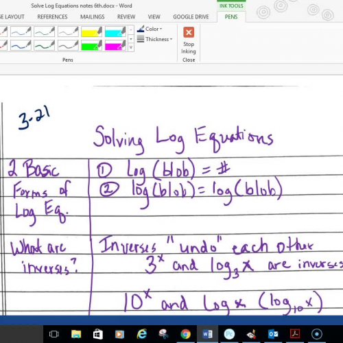 Pre-Cal Solve Log Equations Part 2