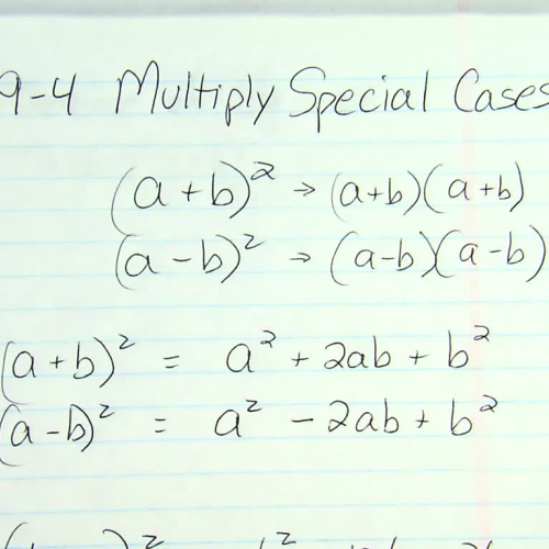 Algebra Lesson 9-4 Multiplying Special Cases
