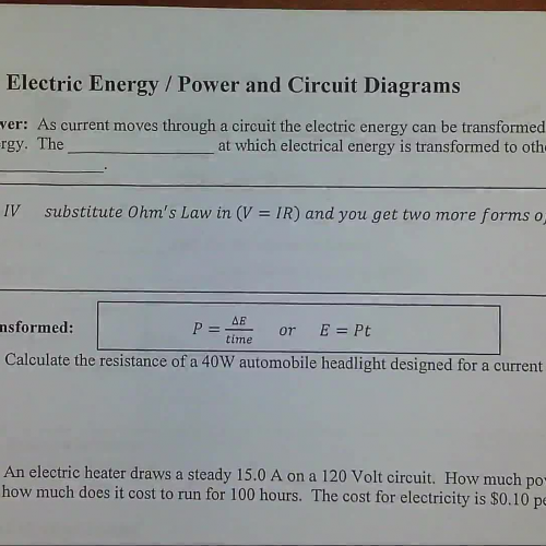 Electric Energy/Power and Circuit Diagrams