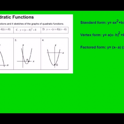 PARCC Spring Break TUESDAY (green paper) quadratics part 1