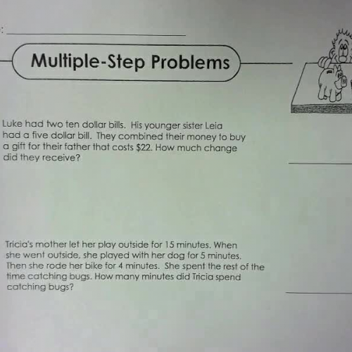 Multiple step word problems 1