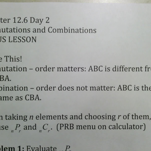 SSHSMATH - Ch 12 Sect 6 Day 2