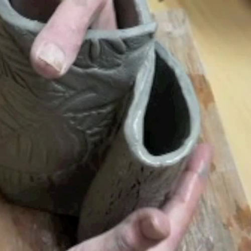 Handbuilt Clay Slab  Vase with Texture