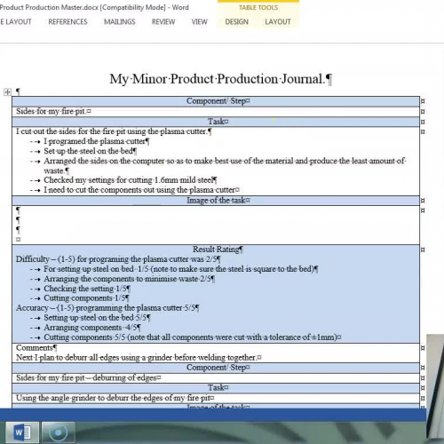 How to fill in the Minor Product Journal