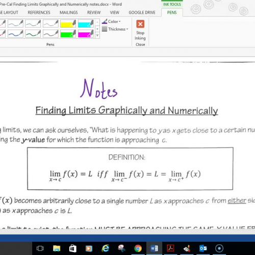 Pre-Cal Finding Limits Graphically and Numerically