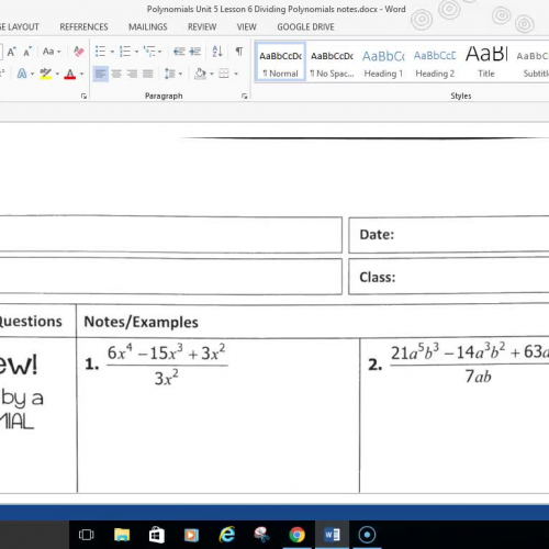 Alg 2 Polynomials Lesson 6