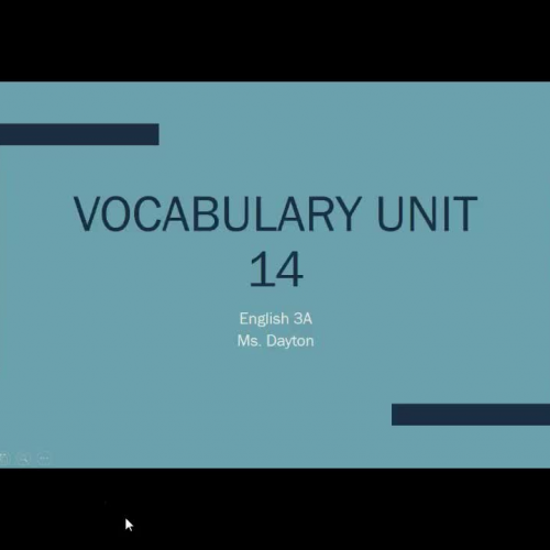 English 3 Vocab Unit 14