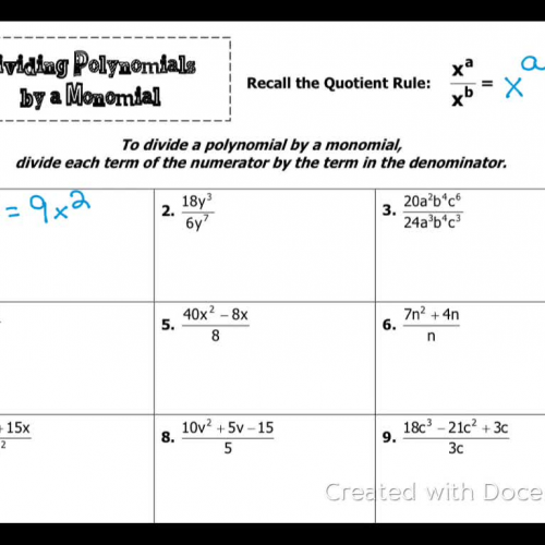 Dividing Polynomial by Monomial  Ex. 3