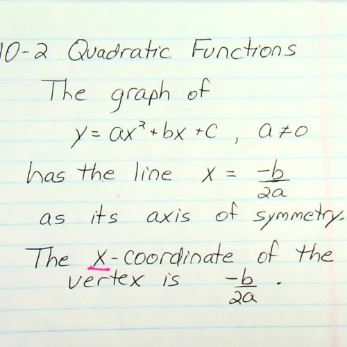 Algebra Lesson 10-2 Quadratic Functions
