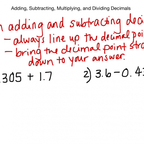 Adding, Subtracting, Multiplying, and Dividing Decimals