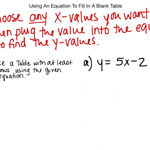 Using an Equations to Fill in a Blank Table