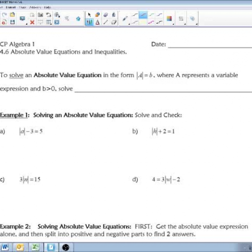 4.6 Day 1 Notes Absolute Value Equations and Inequalities