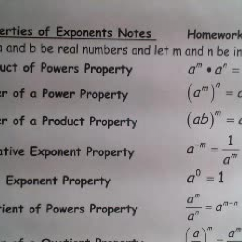 Properties of Exponents Review