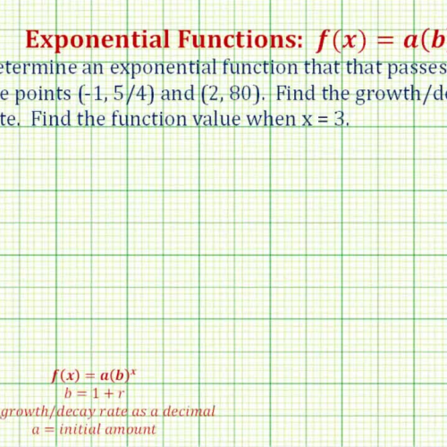 Find an Exponential Function Given Two Points - Initial Value Not Given.