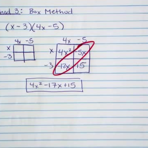 Multiplying Binomials using Box Method