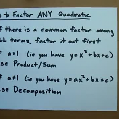 Video: How to Factor Any Quadratic, including mostly questions where a > 1